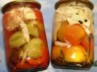 Zaļo tomātu salāti ar kāpostiem